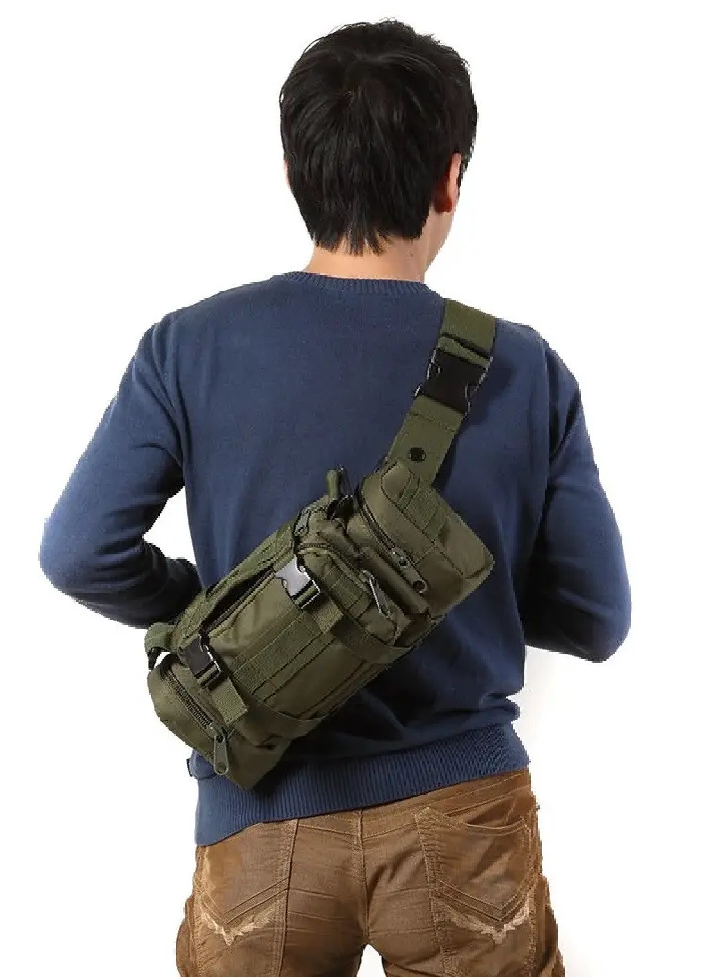 Тактична сумка через плече компактне армійське для риболовлі полювання туризму на 5 л 35х14х18 см (474206-Prob) Олива Unbranded (257597017)