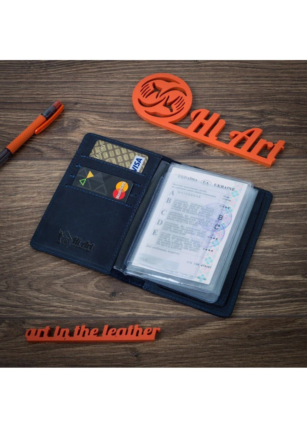 Обложка-органайзер для документов из кожи HiArt 7 Wonders of the World AD-01-S18-4417-T002 Синий Hi Art (268371576)