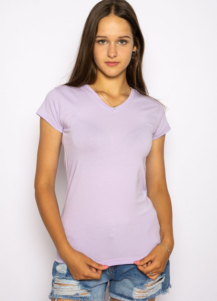 Сиреневая летняя футболка женская базовая (сиреневый) Time of Style