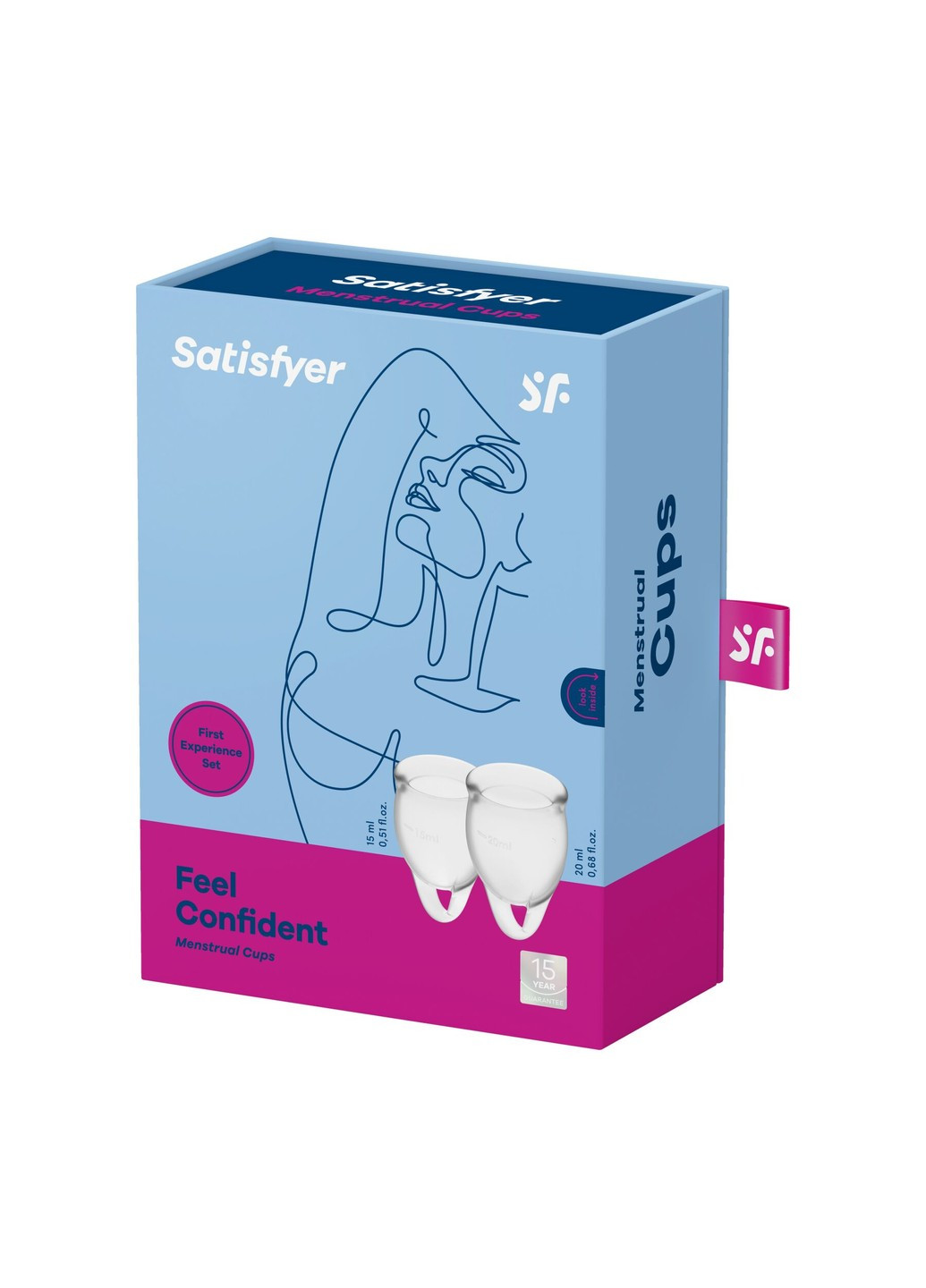 Набір менструальних чаш Feel Confident (Transparent), 15мл та 20мл, мішечок для зберігання Satisfyer (269007168)