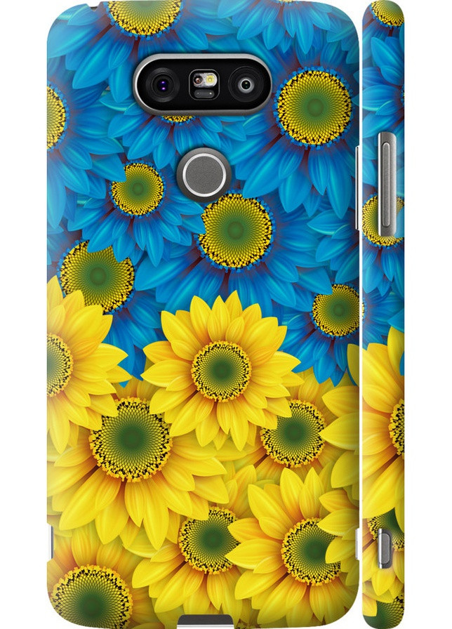 3D пластиковый матовый чехол 'Жёлто-голубые цветы' для Endorphone lg g5 h860 (257834669)