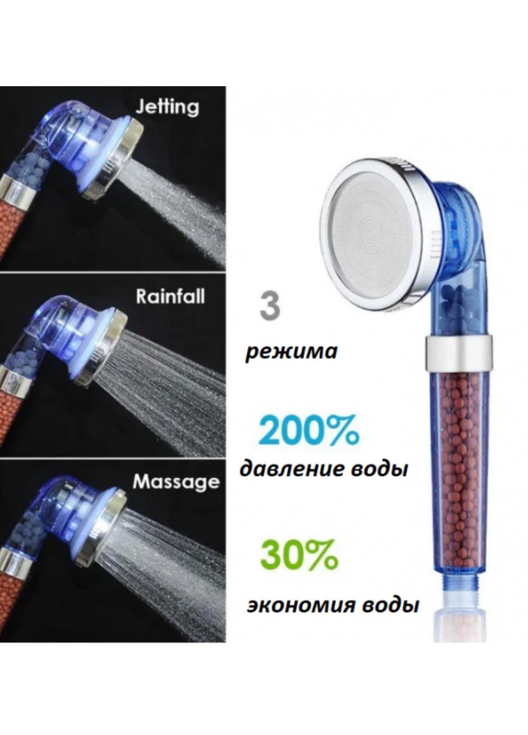 Насадка водозберігаюча масажна для душу з фільтром 3 режими лійка високого тиску Bradex (257866896)