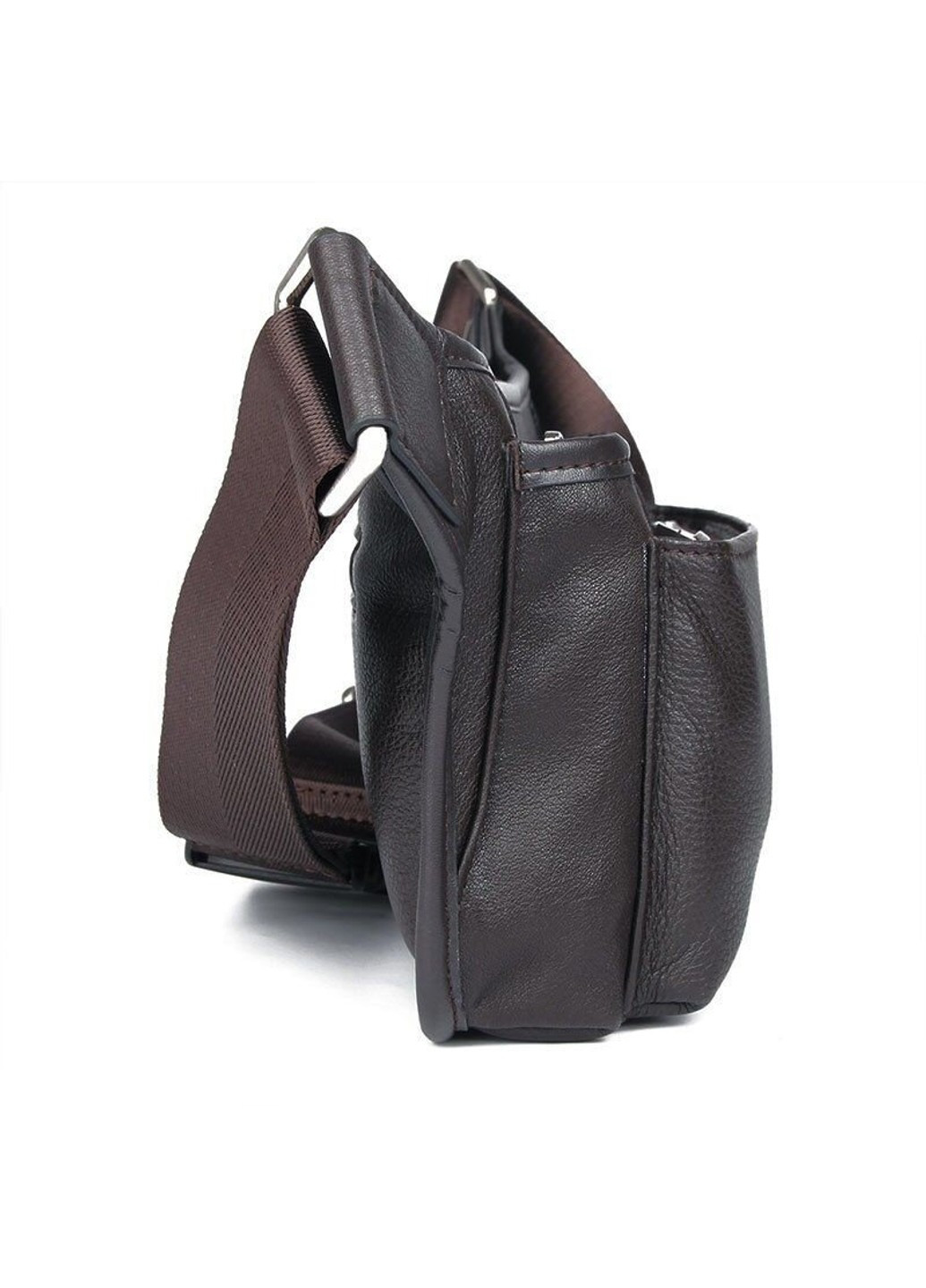 Чоловіча шкіряна темно-коричнева сумка на пояс 14972 Vintage (269993997)