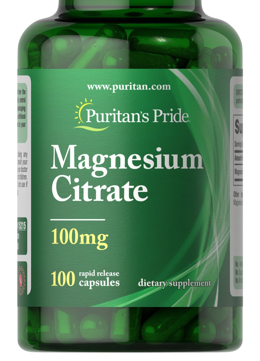 Puritan's Pride Magnesium Citrate 100 mg 100 Caps Puritans Pride (257252634)
