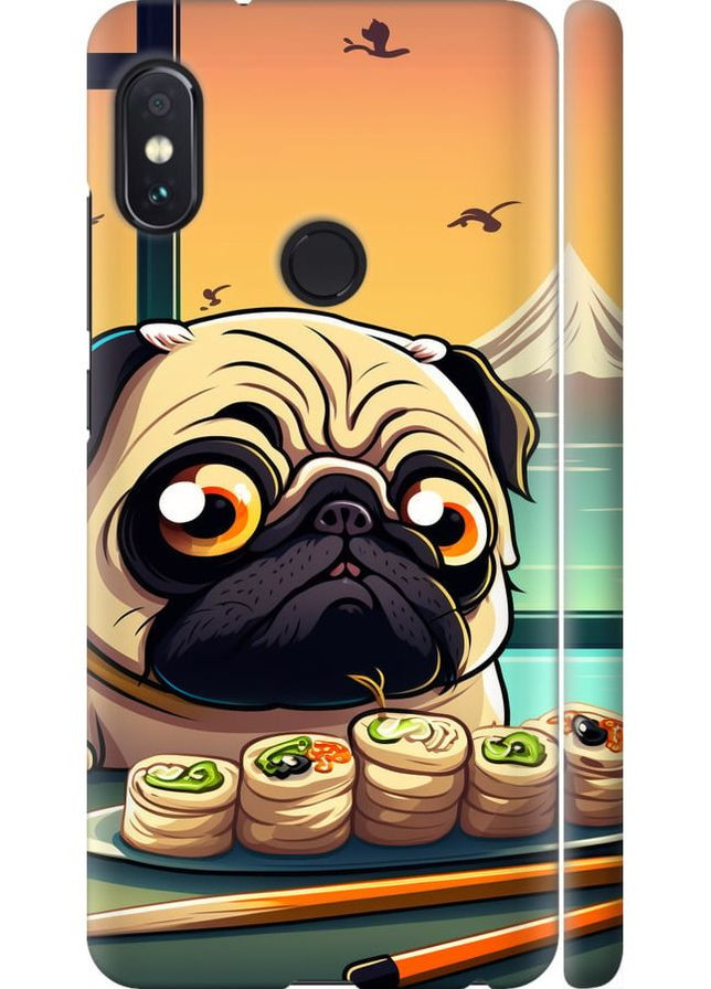 3D пластиковый матовый чехол 'Мопс и суши' для Endorphone Xiaomi Redmi Note 5 (276317803)