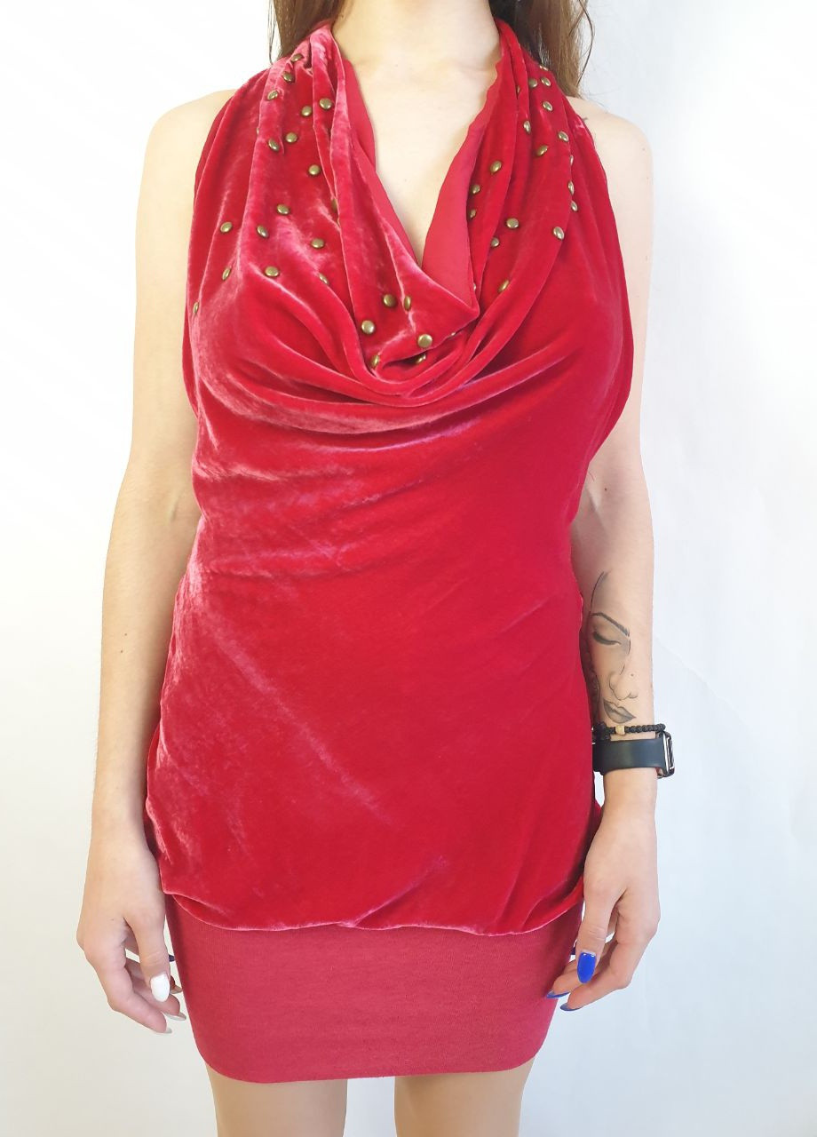 Бордовое кэжуал платье Fornarina однотонное
