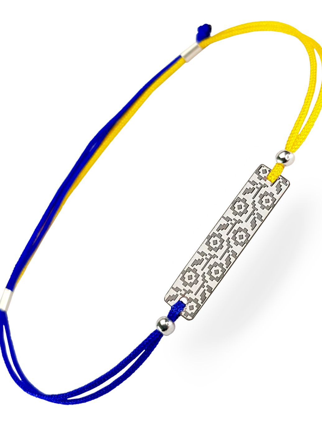 Серебряный браслет Вышиванка жёлто-синяя нить «Киев» регулируеться родированное серебро Family Tree Jewelry Line (266038570)