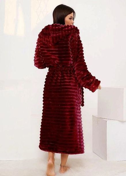 Халат шубка шарпей женский длинный бордовый No Brand (263931898)