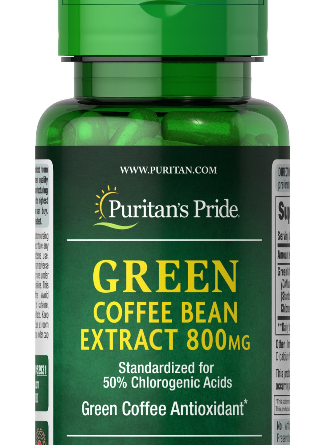 Puritan's Pride Green Coffee Bean Extract 800 mg 60 Caps Puritans Pride (256719895)