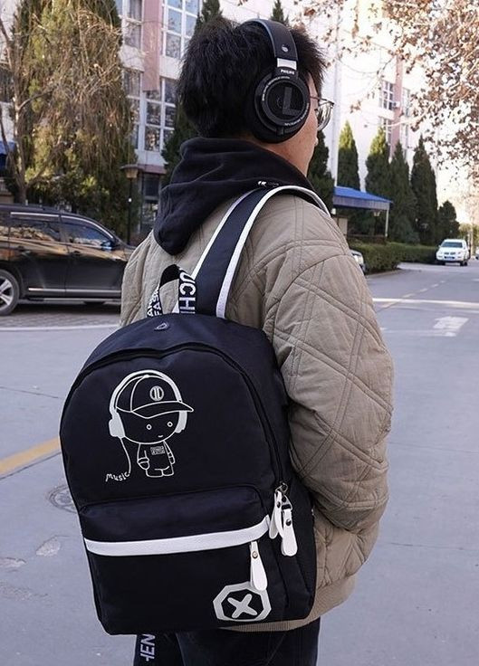 Фосфорный рюкзак школьный портфель мужской женский светящийся MUSIC X No Brand (276460224)