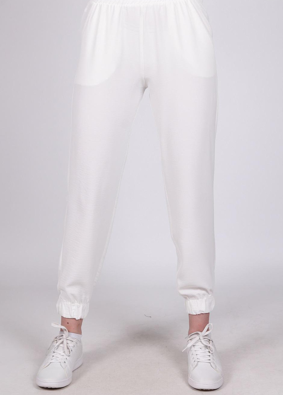 Штани джогери жіночі 008 однотонний костюмна тканина молочні Актуаль (259348966)
