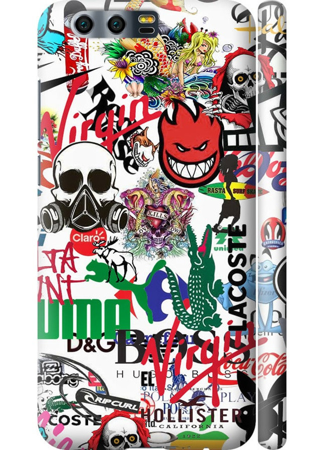 3D пластиковый матовый чехол 'Many different logos' для Endorphone Huawei Honor 9 (257906496)