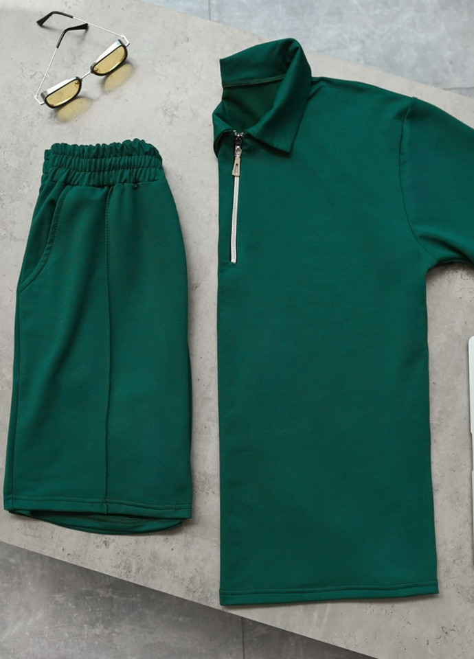 Темно-зеленый костюм поло и шорты ShopnGo