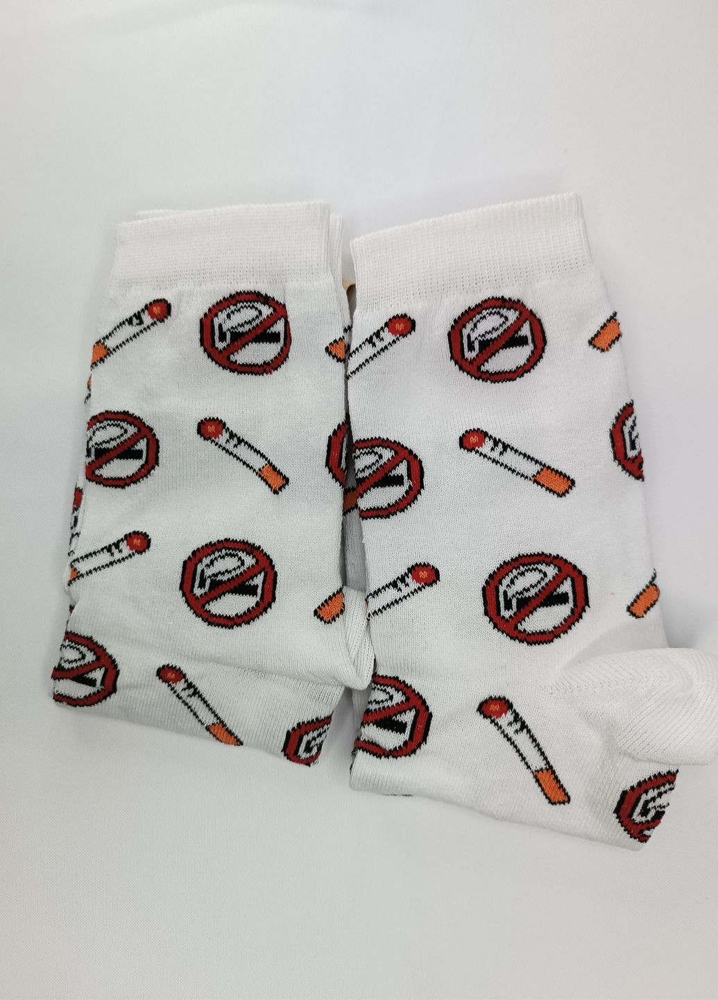 Модные белые высокие носки прикол с принтом Сигареты No Brand (267147759)