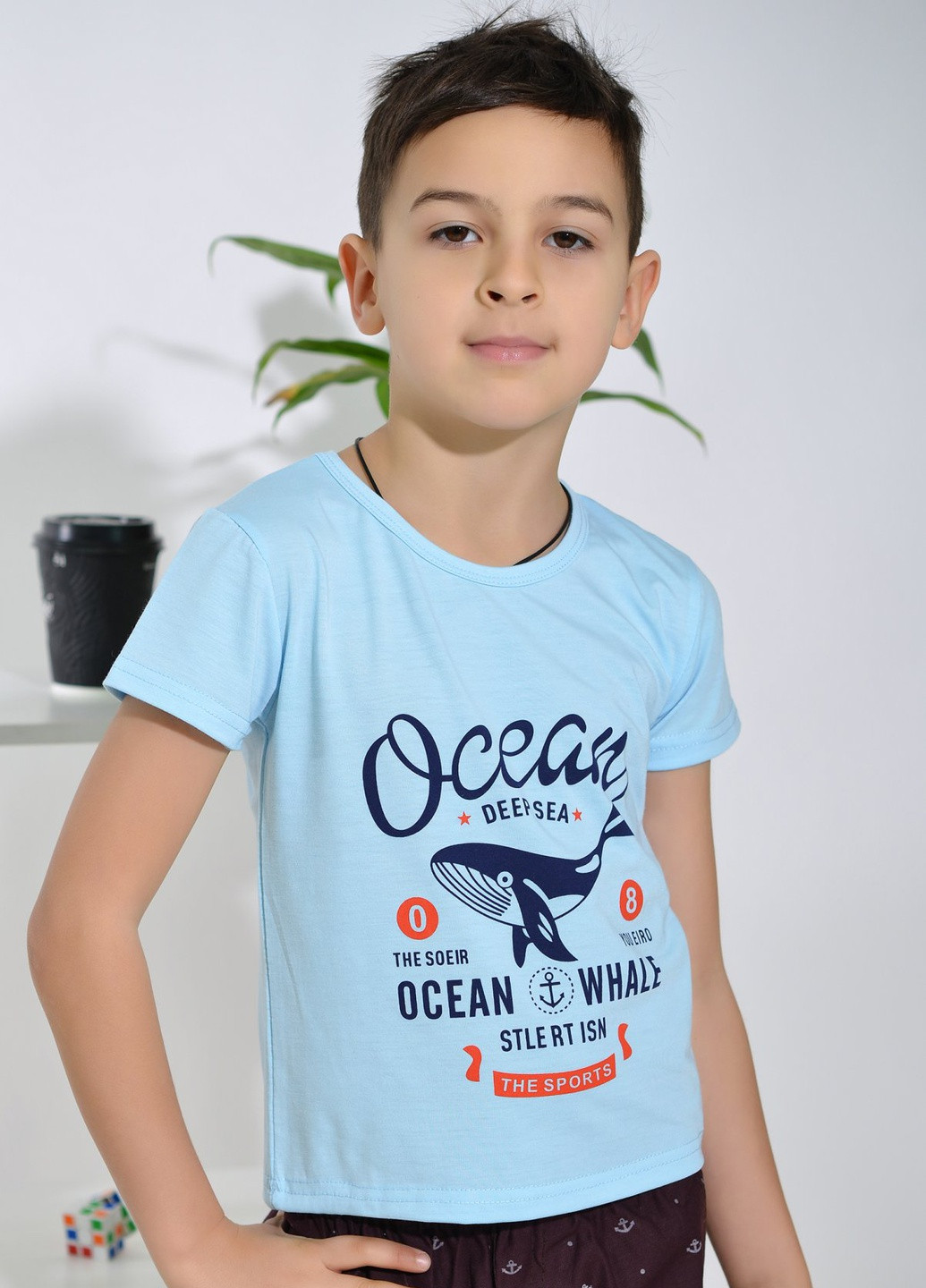 Блакитна футболки сорочки футболка на хлопчика блакитна (ocean) Lemanta