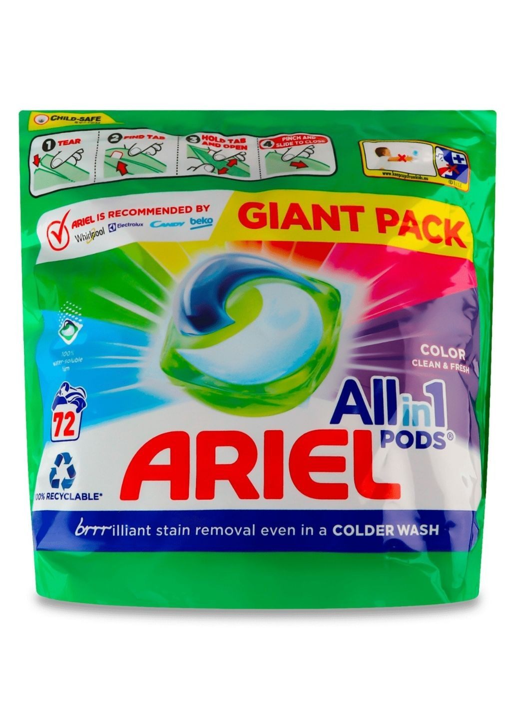 Капсулы для стирки All in 1 Pods Color Clean&Fresh 72 шт Ariel (266790611)