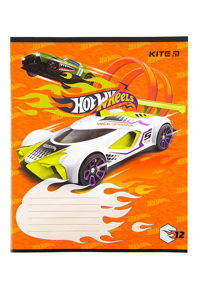 Тетрадь в косую линию 12 листов Hot Wheels цвет разноцветный ЦБ-00197345 Kite (259961430)