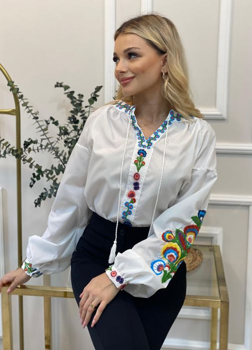 Жіноча блузка вишиванка Єва з різнокольоровою вишивкою You Best (277945282)