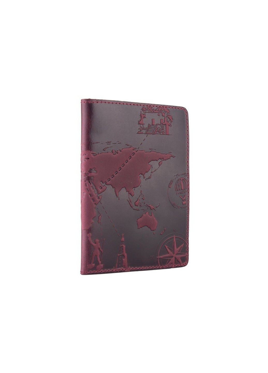 Обкладинка для паспорта зі шкіри HiArt PC-02 7 wonders of the world Червоний Hi Art (268371672)