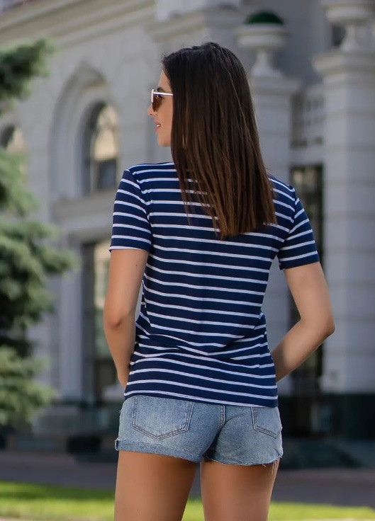 Синяя летняя женская футболка с карманом Fashion Girl Believe