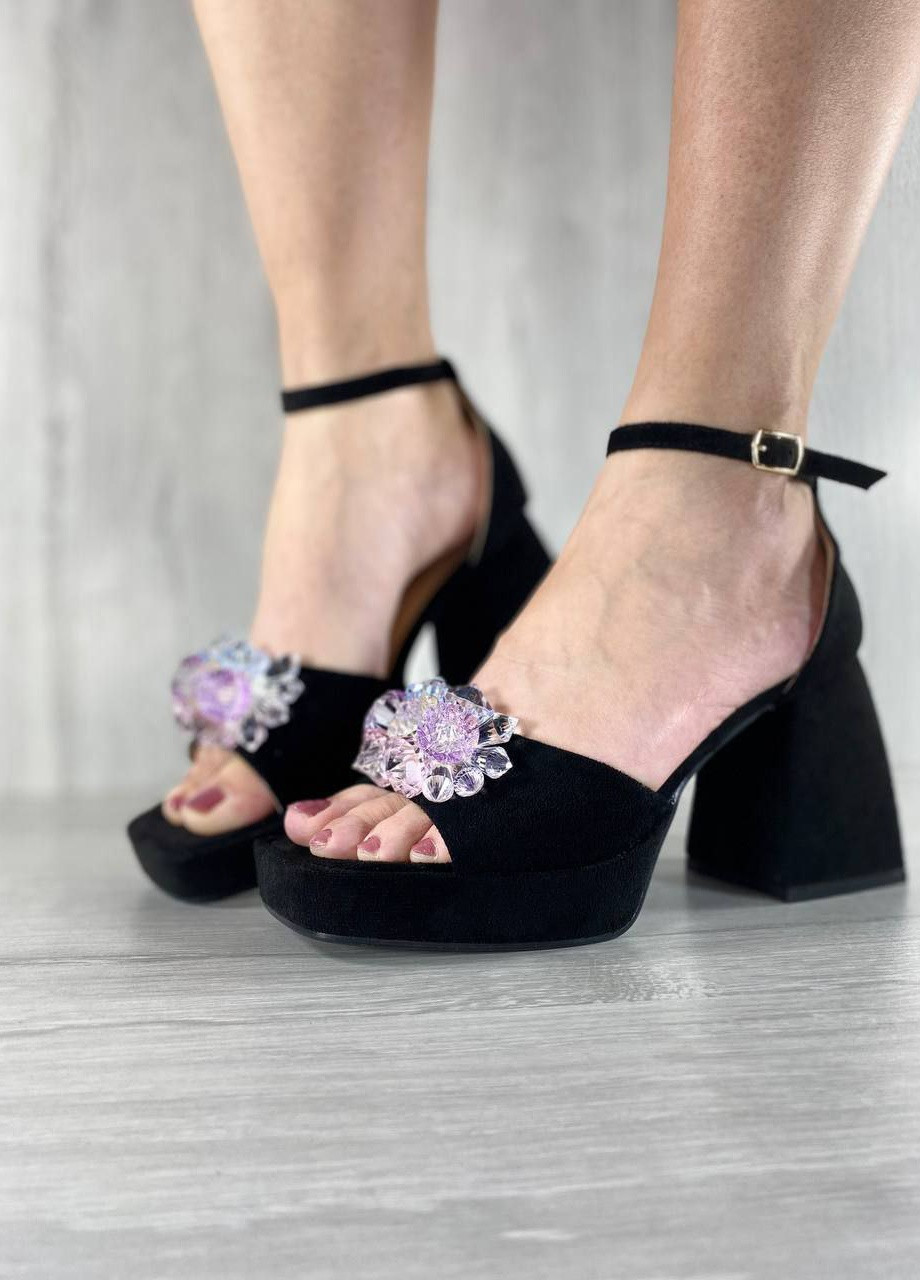 Черные стильные женские босоножки No Brand