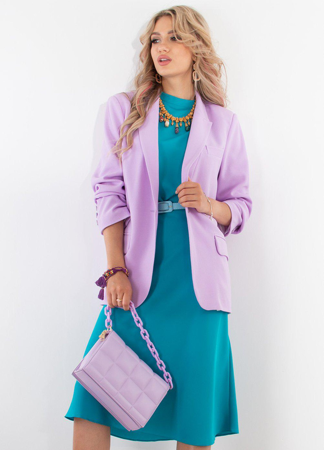 Фиолетовый женский жакети стильний яскравий піджак (53233) Lemanta -