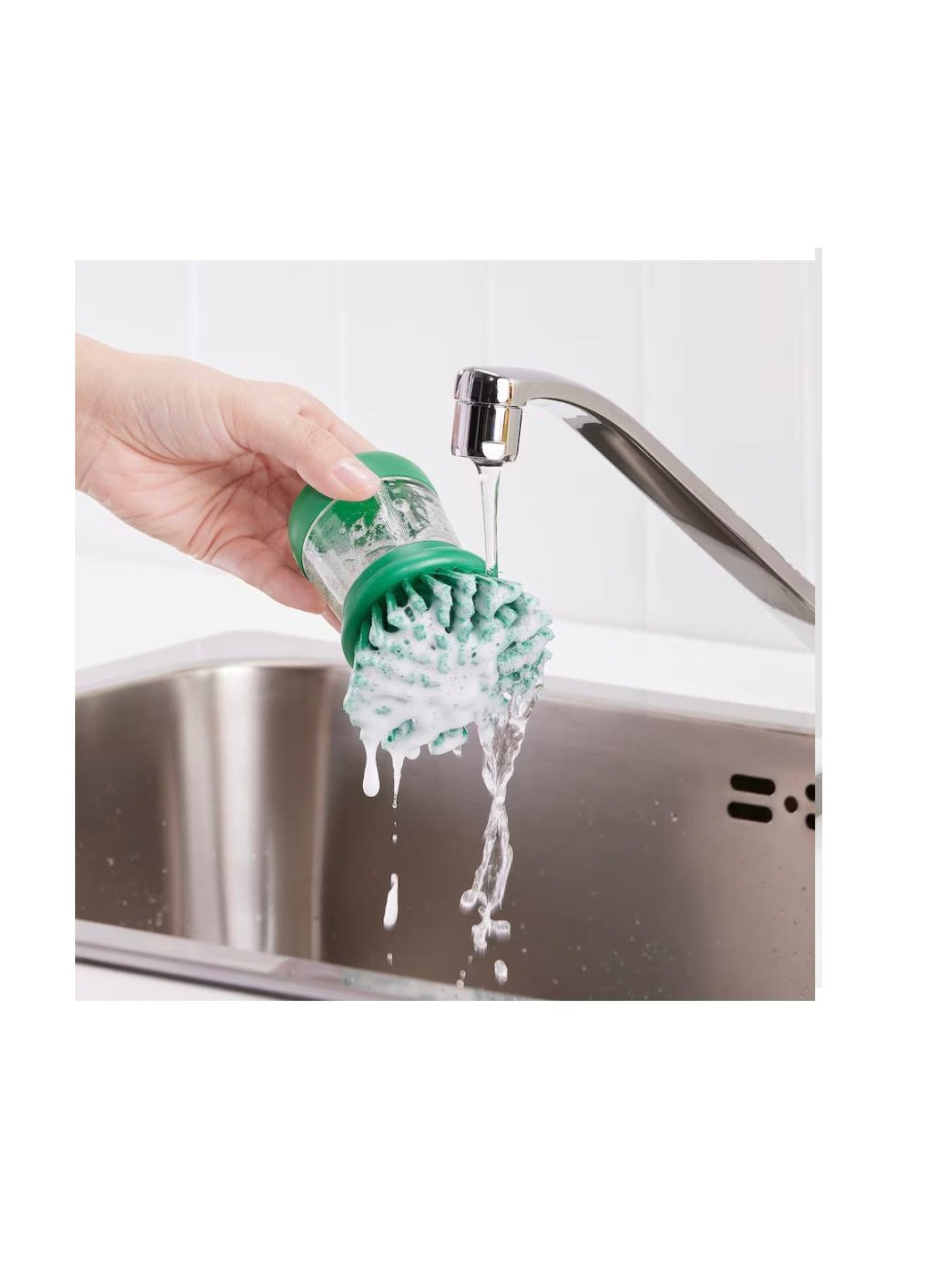 Щетка для мытья посуды с дозатором, ярко-зеленая IKEA videveckmal (260006374)