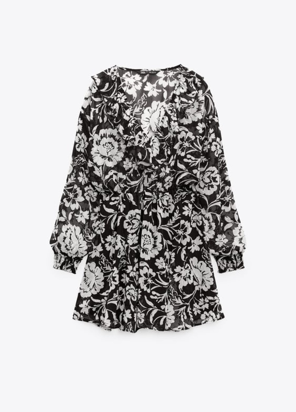 Черно-белое платье Zara с цветочным принтом