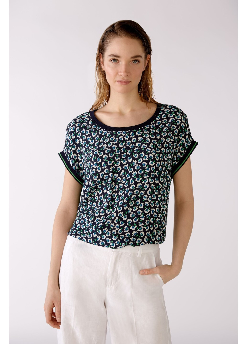 Комбинированная женская блуза разные цвета на запах Oui
