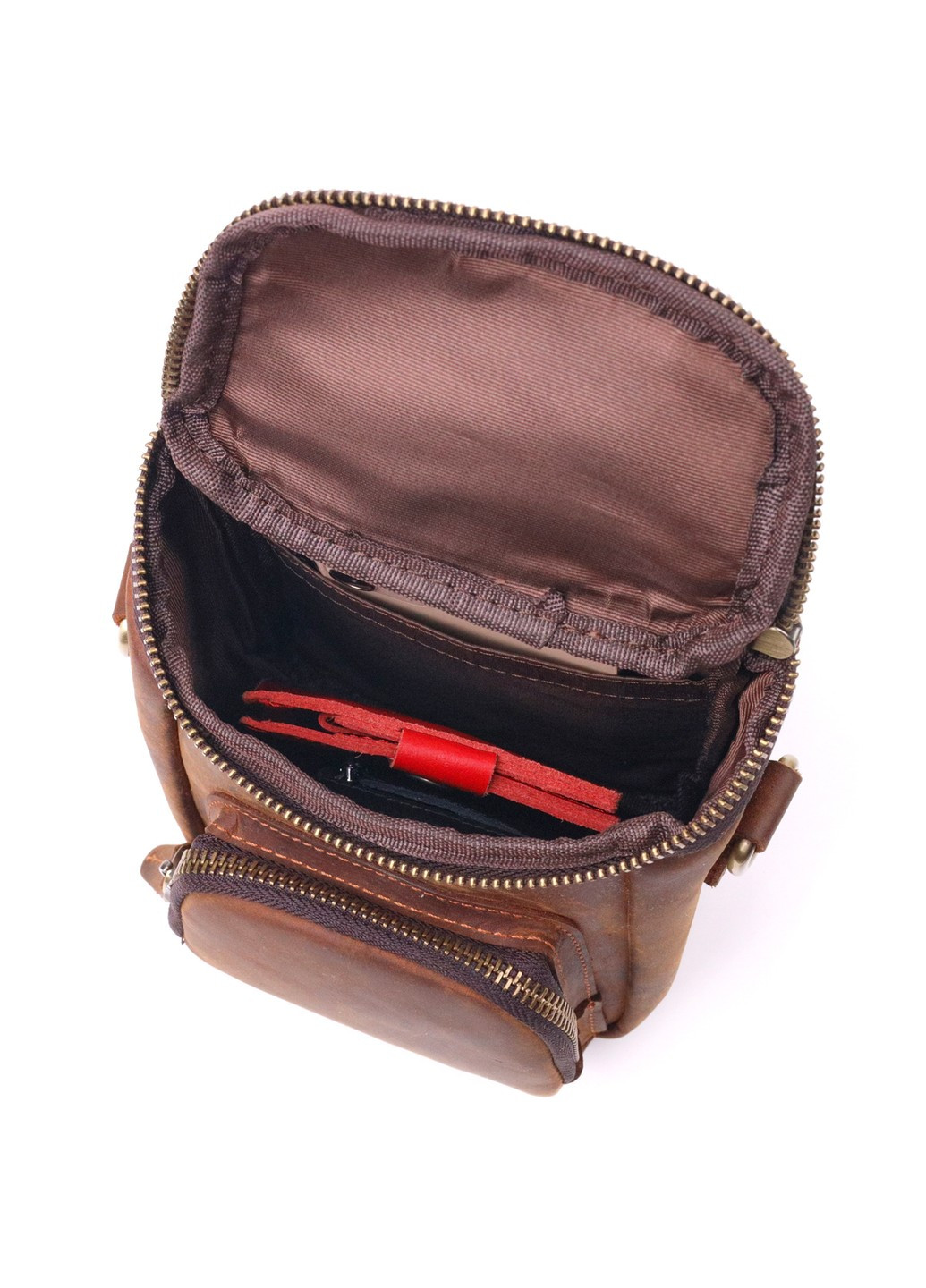 Компактная мужская сумка из натуральной винтажной кожи 21295 Коричневая Vintage (258286270)