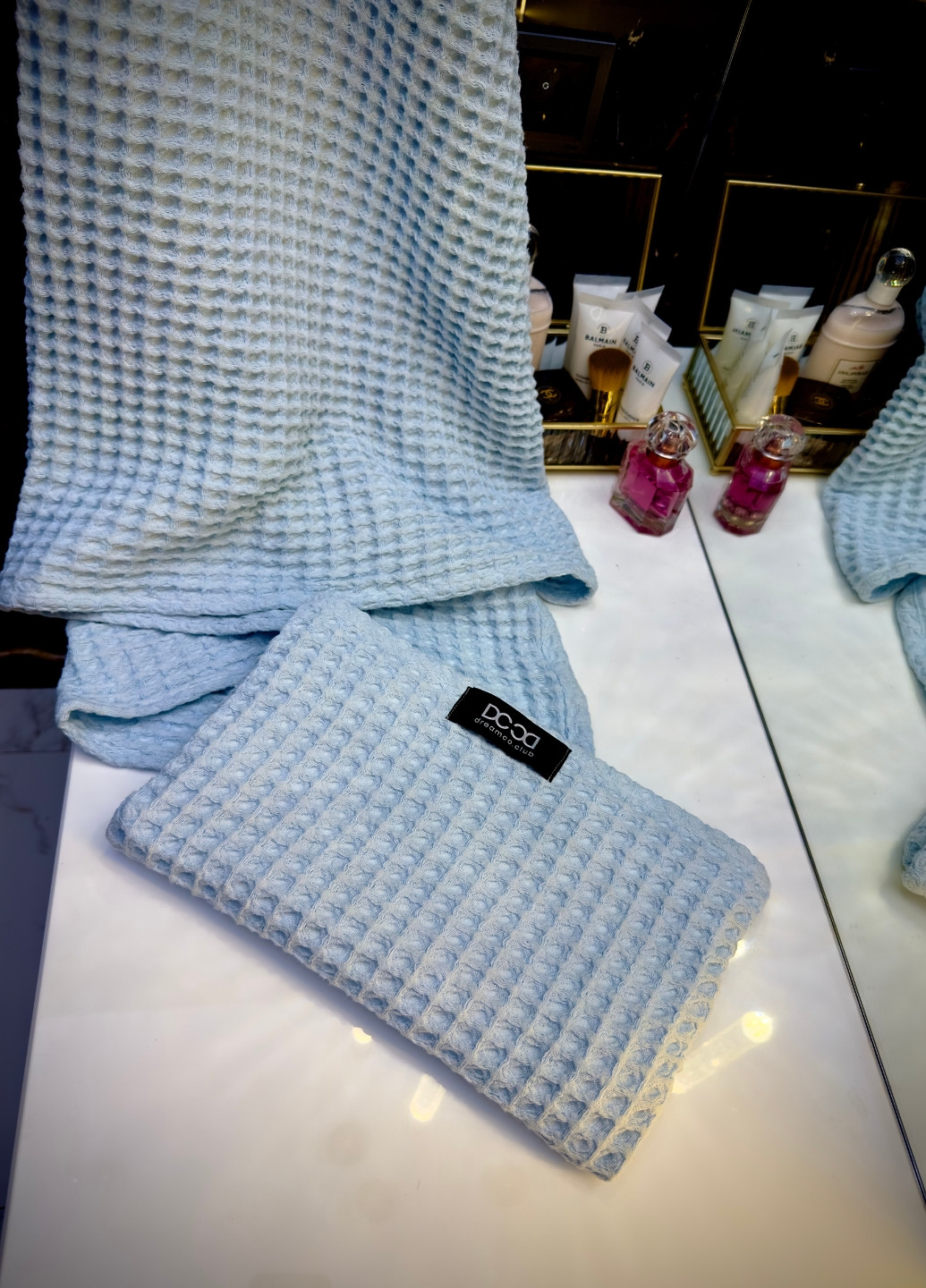 Вафельний рушник з текстурованої бавовни 60х100 см колір Блакитний DC textile однотонний блакитний