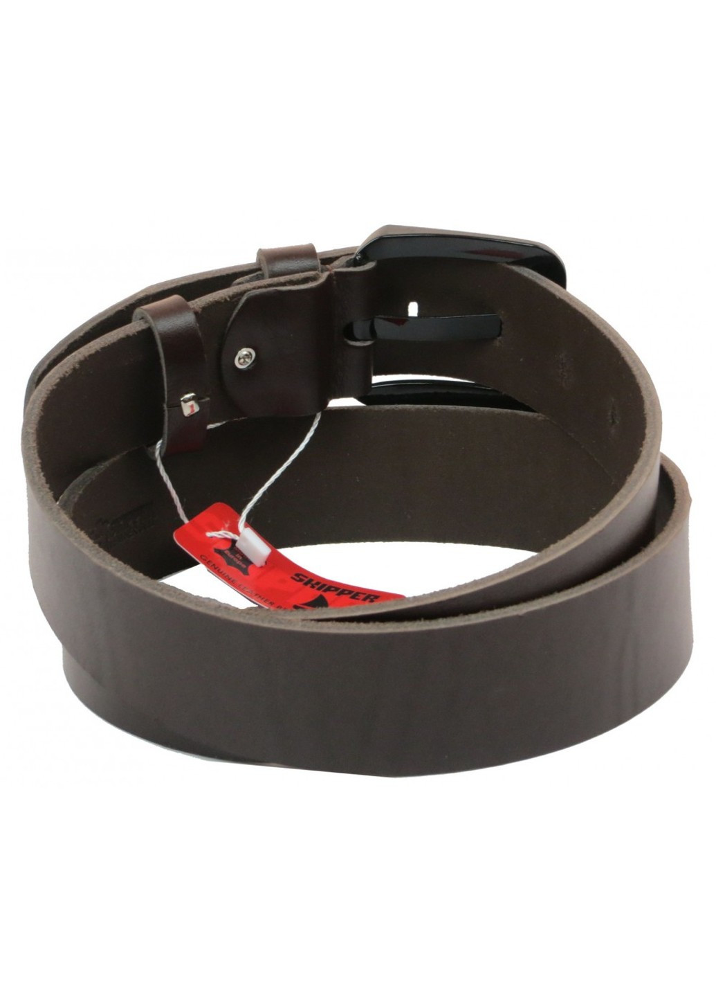 Мужской кожаный ремень под джинсы 1151-45 темно-коричневый Skipper (266143674)