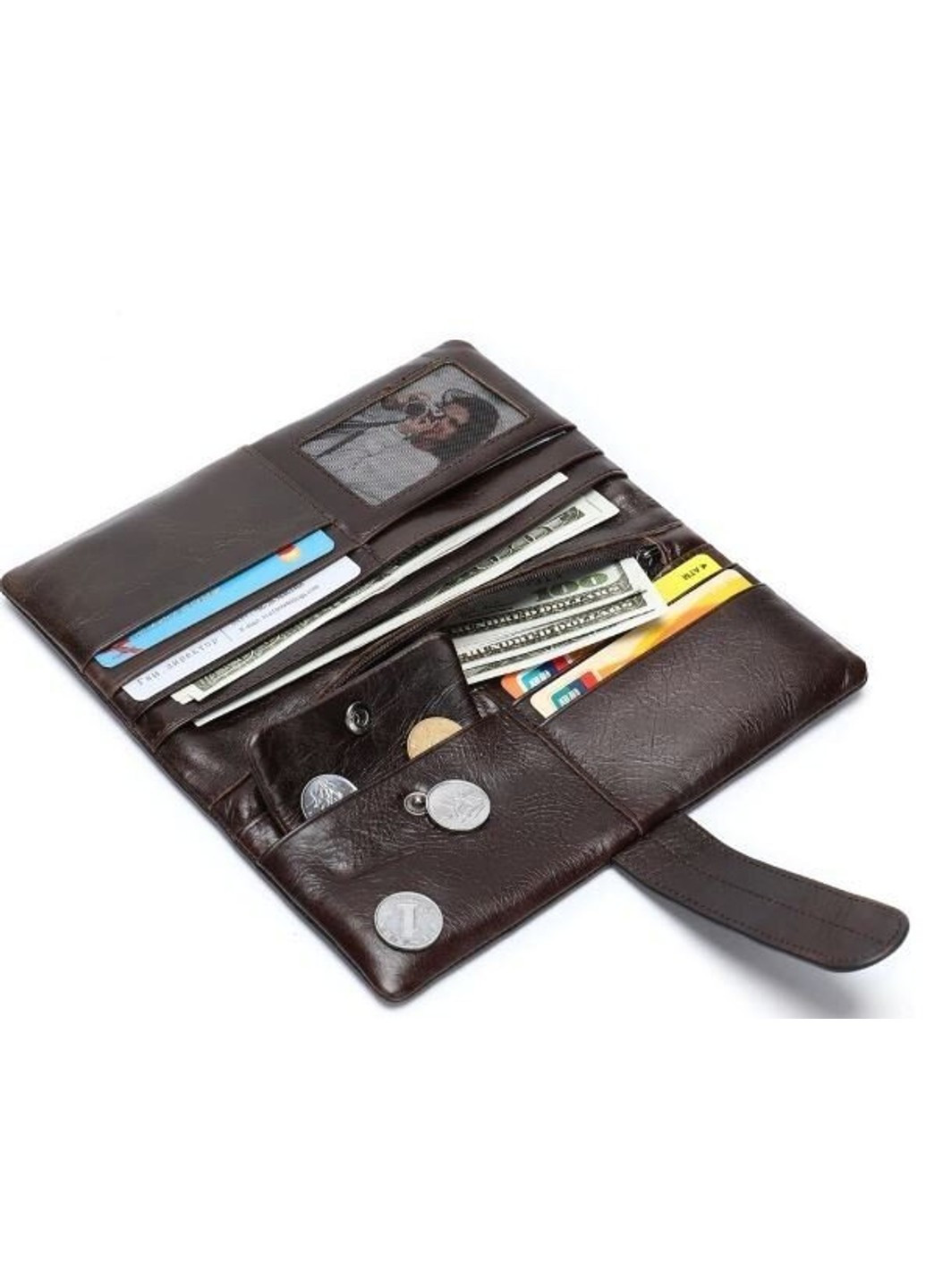 Чоловічий гаманець з натуральної шкіри 14912 Темно-коричневий Vintage (262891761)