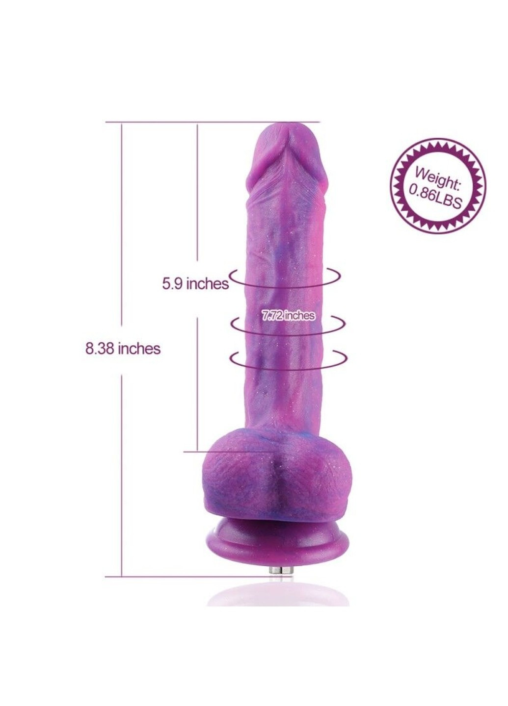 Фаллоимитатор 8.2″ с вибрацией для секс-машин Purple Silicone Dildo with Vibe, KlicLok Hismith (269698368)