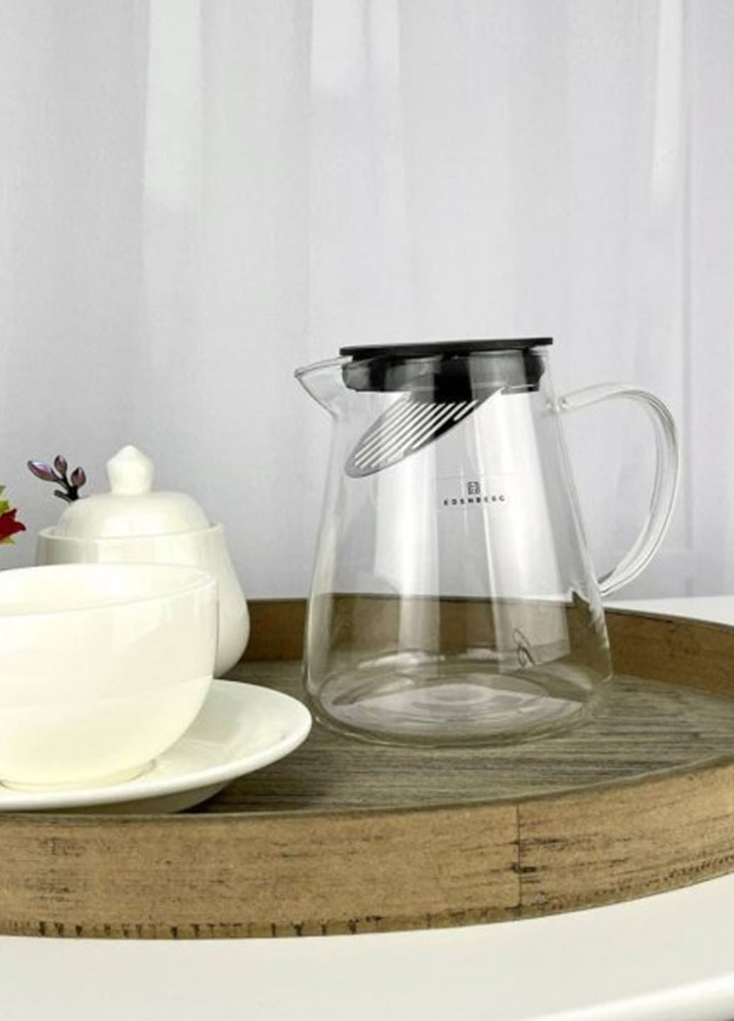 Чайник для заварки стеклянный термостойкий до 500° 750 мл Прозрачный Edenberg (265952595)