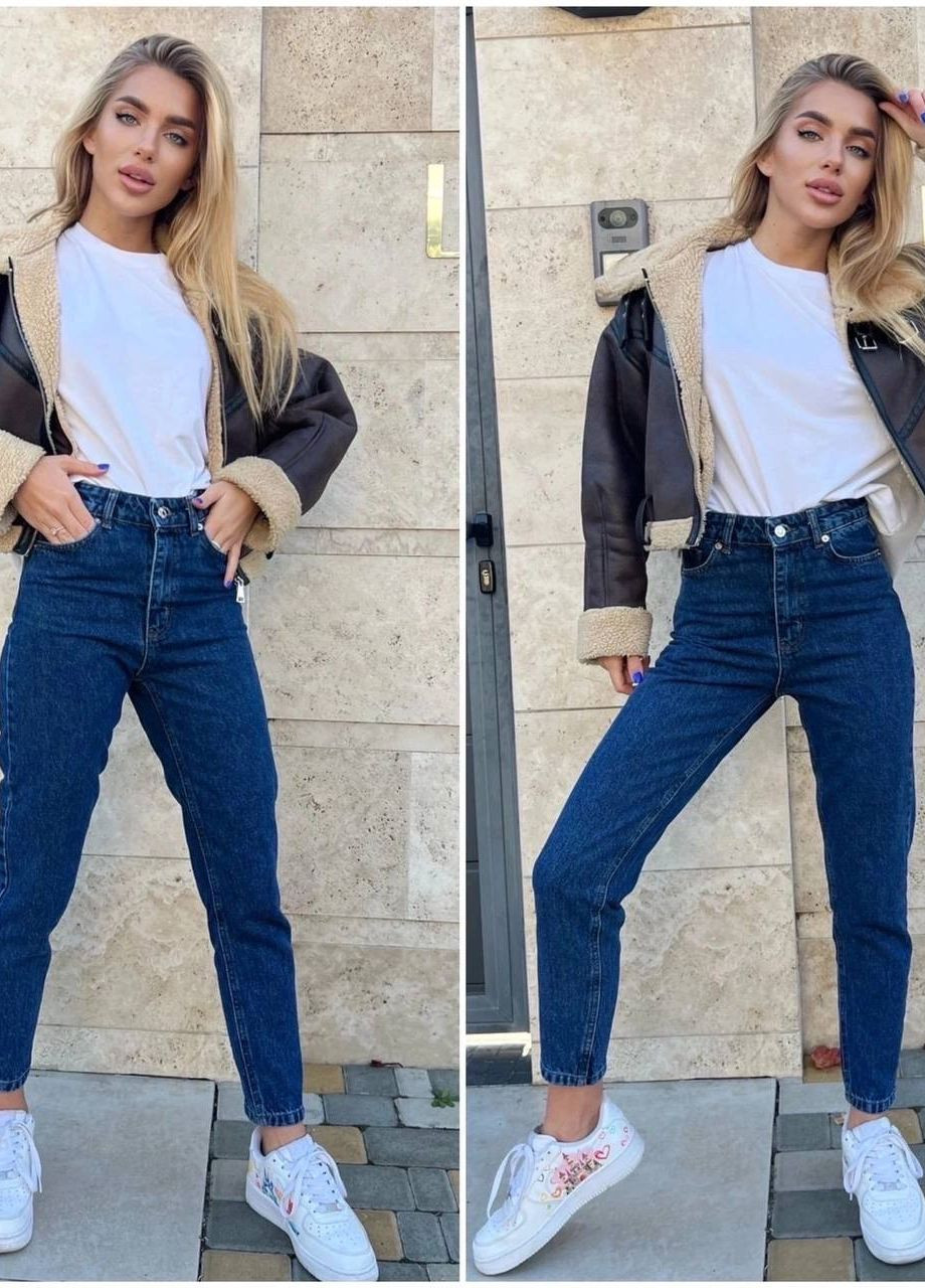 Повседневные турецкие джинсы МОМ не тянущиеся синие джинсы 2 No Brand - (265221541)