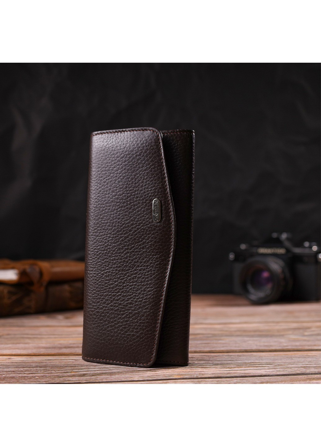 Жіночий гаманець зі зручним функціоналом шкіряний 21723 Коричневий Canpellini (259815744)