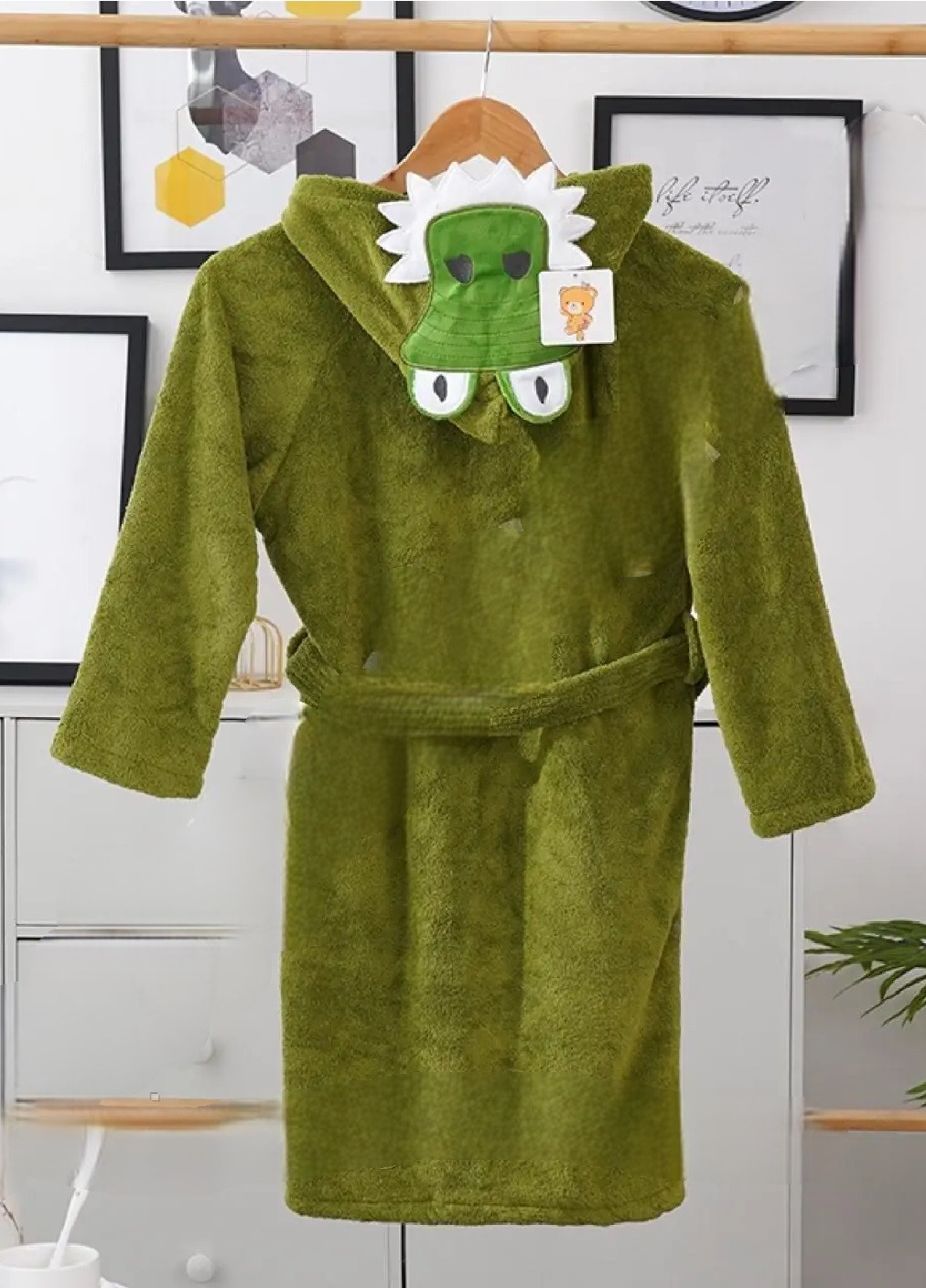Дитячий банний халат для дітей дівчат хлопчиків 6-8 років універсальний розмір мікрофібра (475120-Prob) Крокодил зелений Unbranded (262290821)