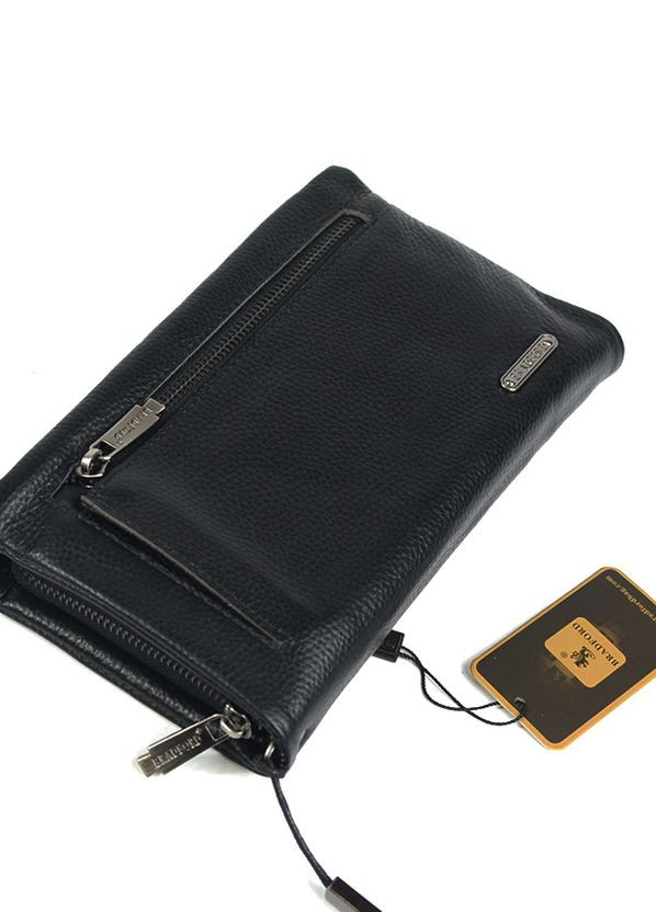 Клатч чоловічий чорний класичний з натуральної шкіри, молодіжний шкіряний клатч гаманець на блискавц Bradford (268219312)