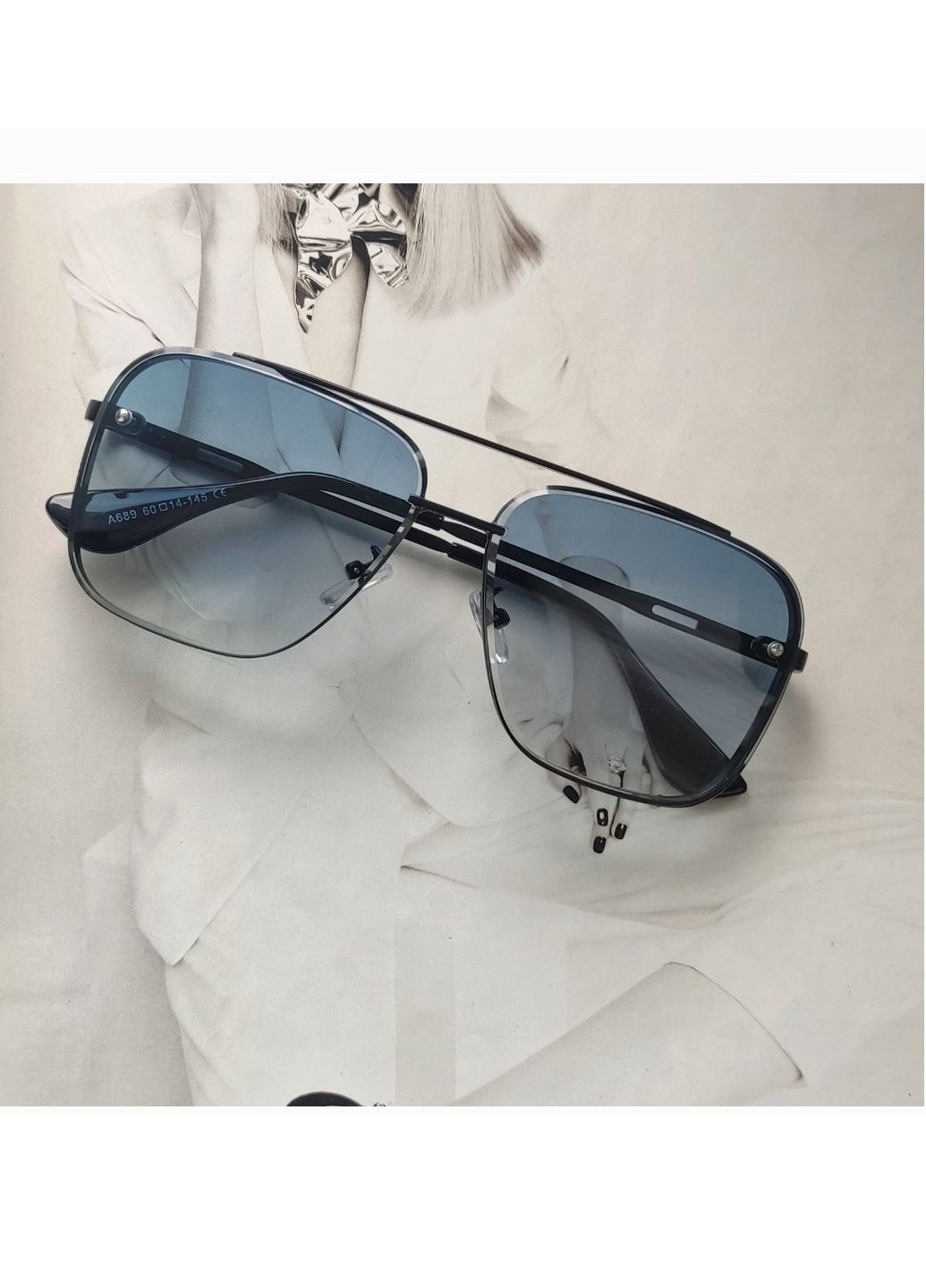 Квадратные очки авиаторы Сине-бирюзовый+черный No Brand (257783439)