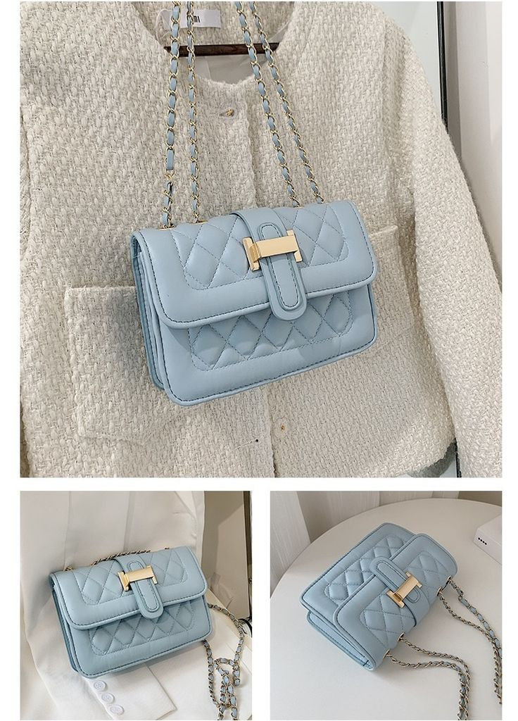 Жіноча класична сумка крос-боді на цепочці блакитна No Brand (273030612)