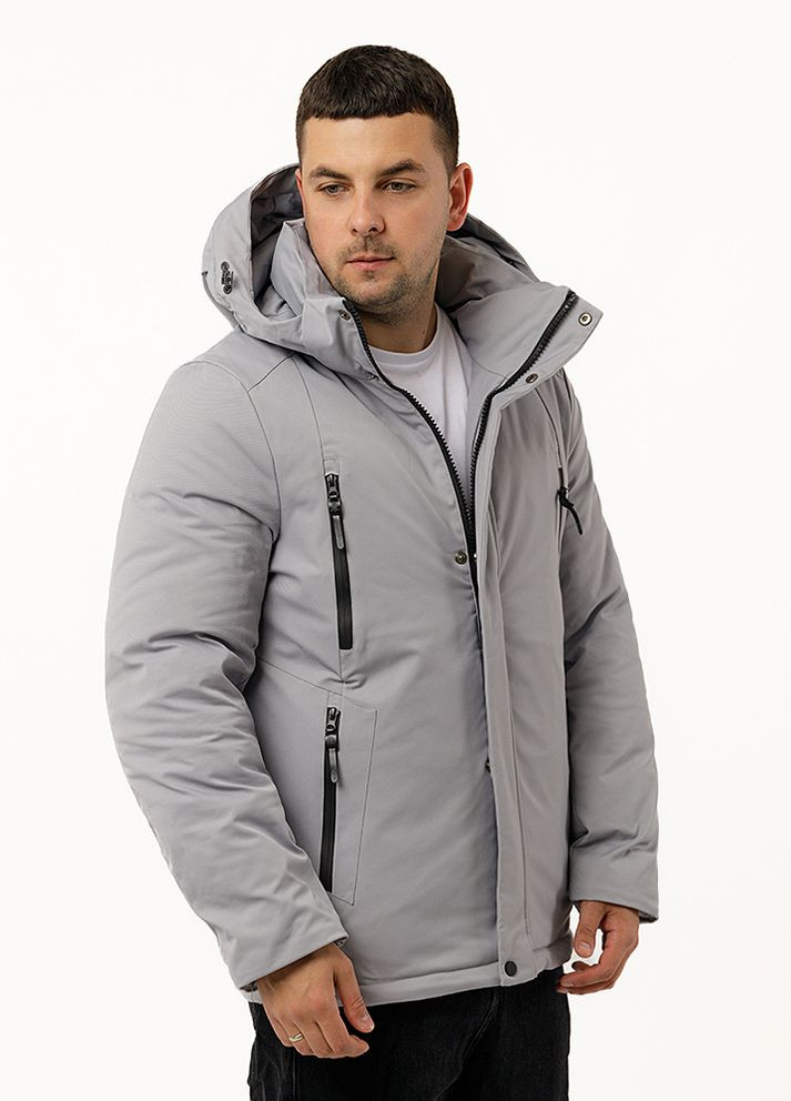 Серая демисезонная мужская короткая куртка цвет серый цб-00220366 K.F.G.L.