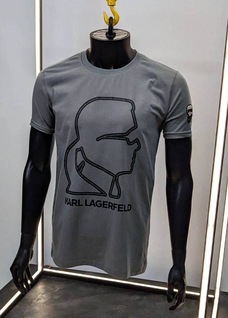 Серая футболка мужская коттон с коротким рукавом No Brand
