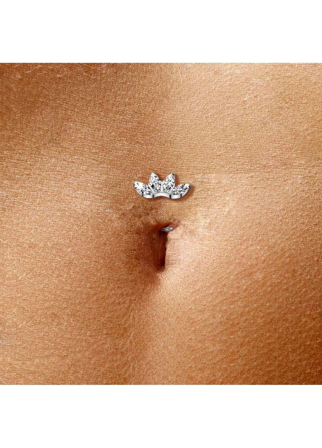 Титановий пірсинг пупка із кристалами Swarovski колір Прозорий, довжина 12 мм Spikes (260359875)