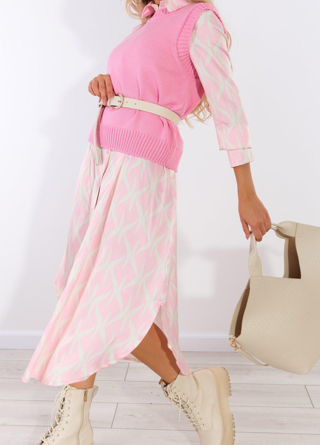 Розовое сукнi норма шовкове плаття сорочка (53983) Lemanta