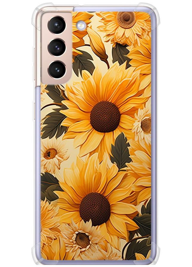 Силикон с усиленными углами чехол 'Подсолнухи 2' для Endorphone Samsung Galaxy S21 (267238155)