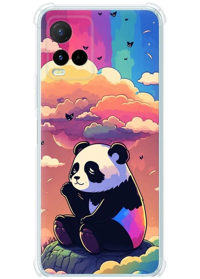 Силикон с усиленными углами чехол 'Панда в облаках' для Endorphone Vivo Y21s (276396048)