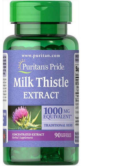 Puritan's Pride Milk Thistle Extract 1000 mg 90 Softgels Puritans Pride (256721080)