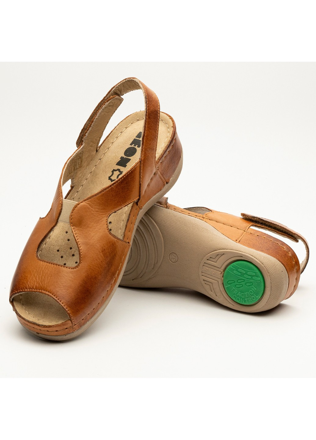 сандалии женские кожаные violet, коричневые Leon