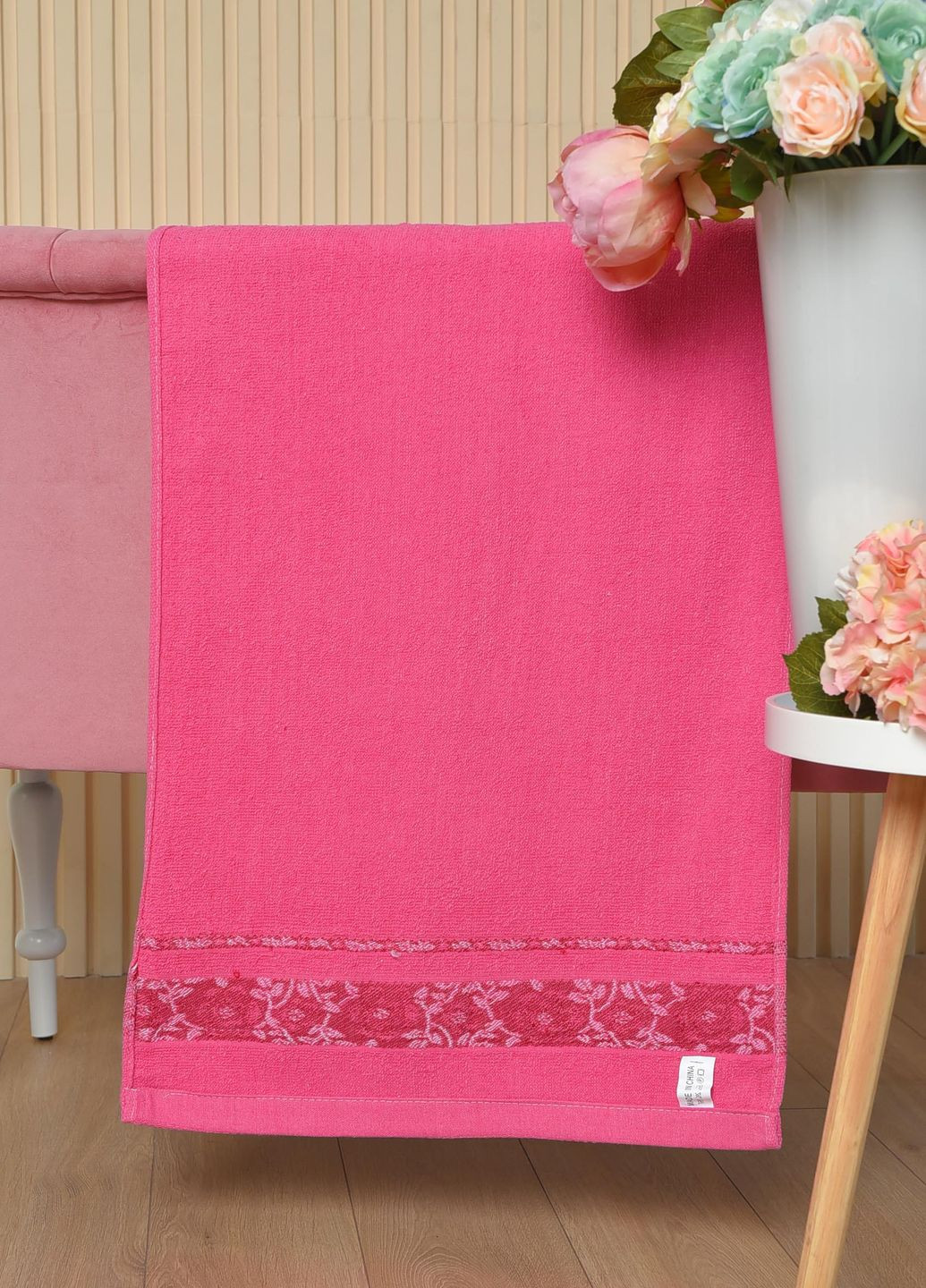 Let's Shop рушник для обличчя махровий рожевого кольору однотонний рожевий виробництво - Туреччина